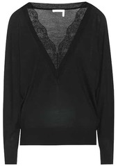 Chloé Lace-trimmed wool and silk sweater