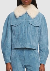 Chloé Leather & Suede Shearling Collar Jacket