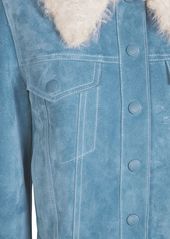 Chloé Leather & Suede Shearling Collar Jacket