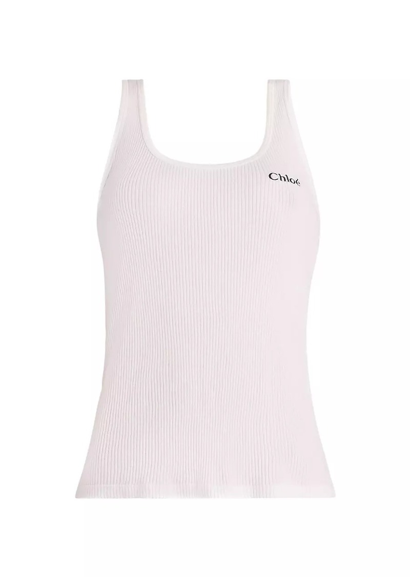 Chloé Logo Cotton Rib-Knit Tank Top