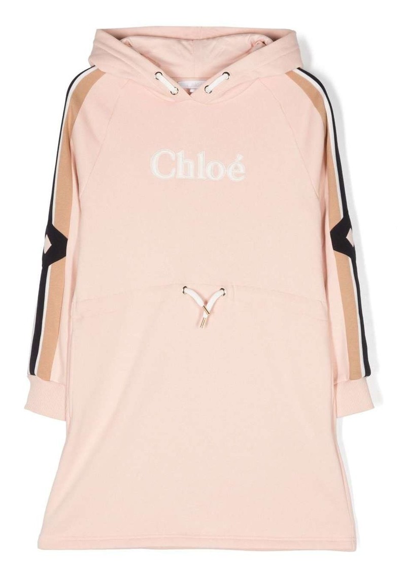 Chloé logo-embroidered hooded dress
