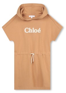 Chloé logo-embroidered organic-cotton hooded dress