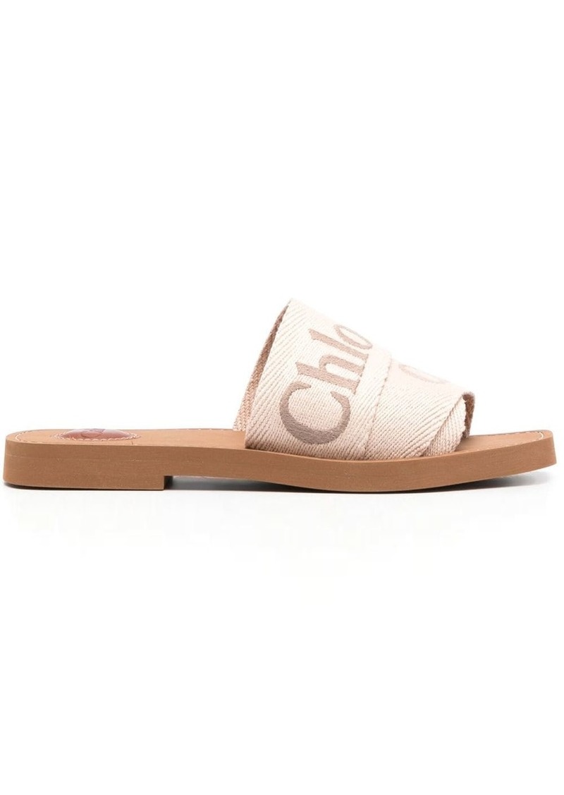 Chloé logo-embroidered slip-on sandals