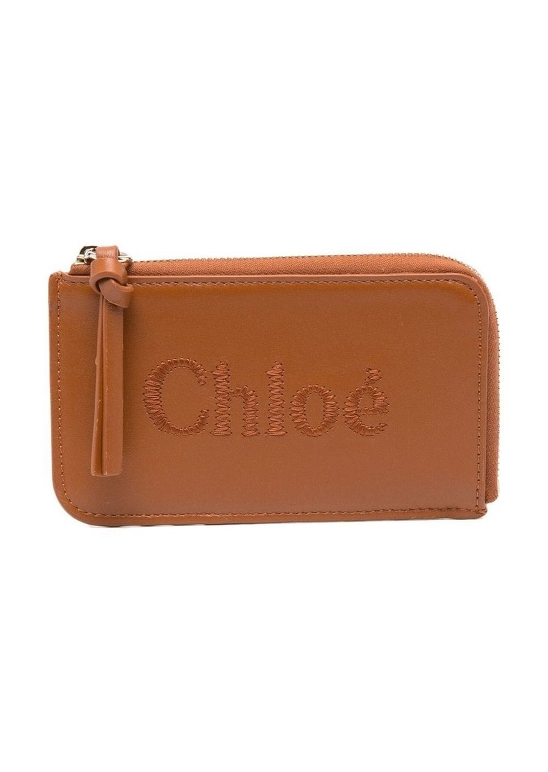 Chloé logo-embroidered zipped purse
