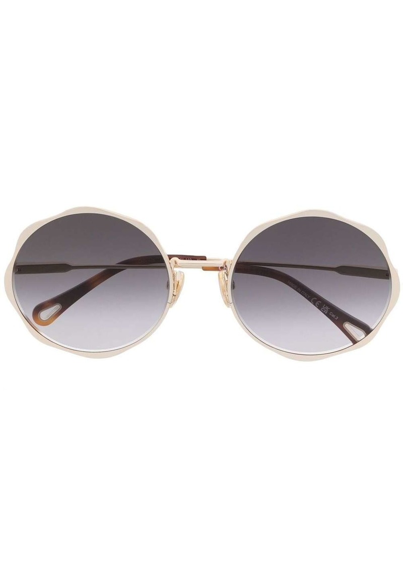 Chloé logo-engraved round-frame sunglasses