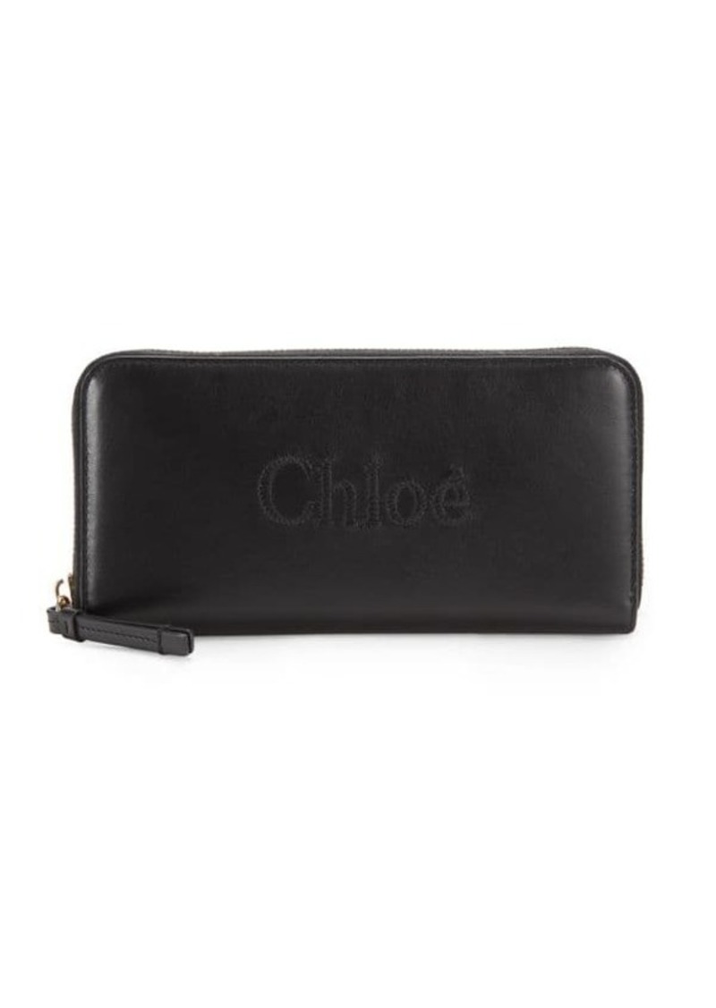 Chloé Logo Leather Zip Around Wallet