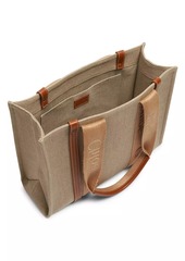 Chloé Medium Woody Linen Tote Shoulder Bag