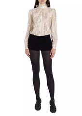 Chloé Metallic Floral Jacquard Silk Blouse