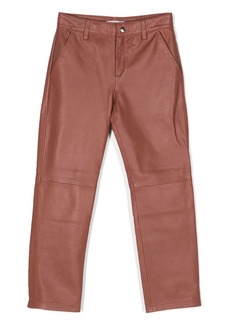 Chloé motif-embroidered leather trousers