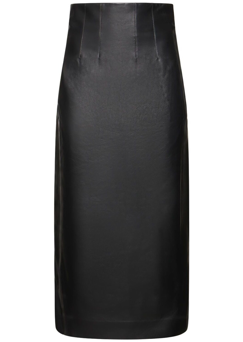 Chloé Napa Leather Corset Midi Skirt