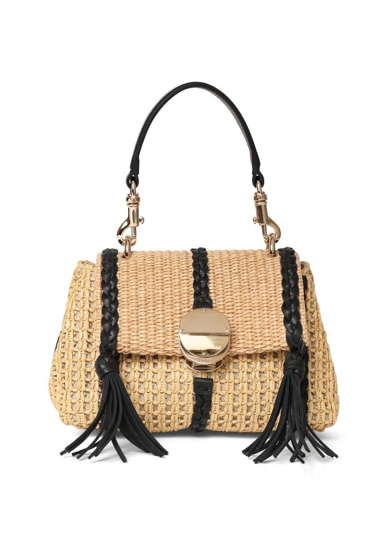 Chloé Penelope Woven Top Handle Bag W/leather