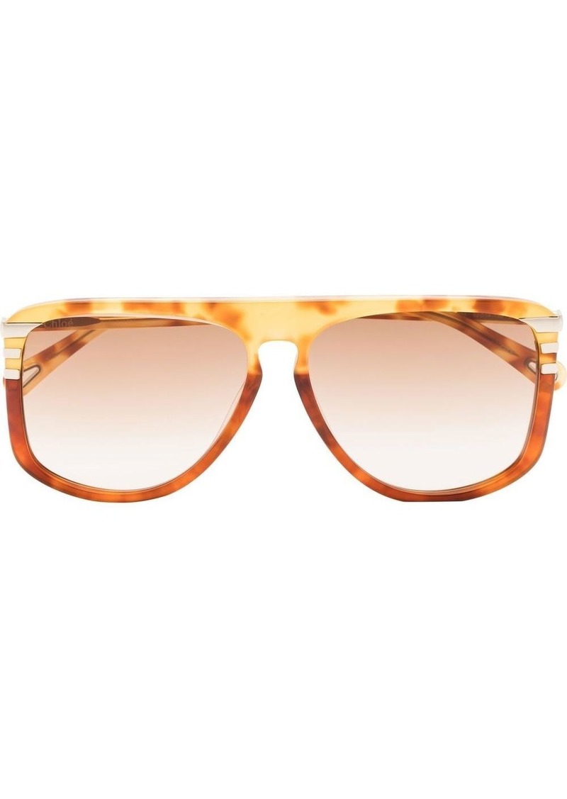 Chloé pilot-frame tortoiseshell-effect sunglasses