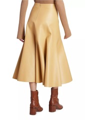 Chloé Pleated Leather Midi-Skirt