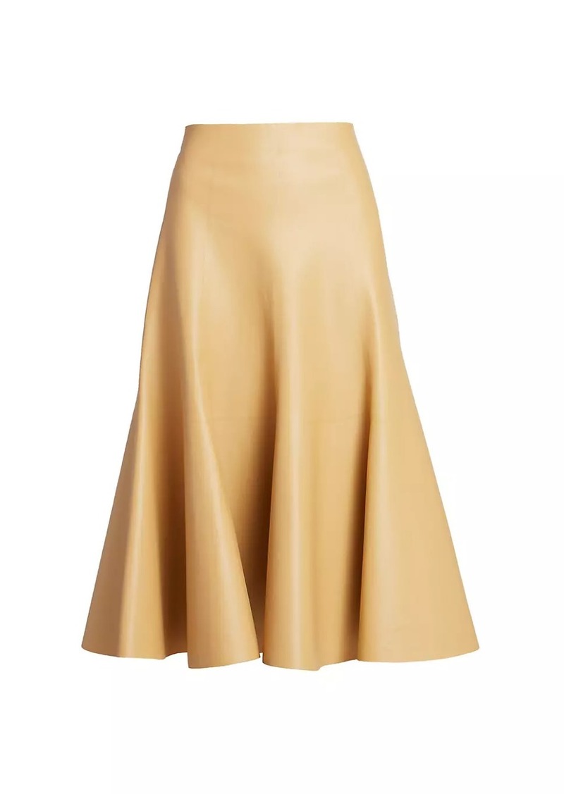 Chloé Pleated Leather Midi-Skirt