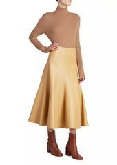 Chloé Pleated Leather Midi-Skirt