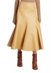 Chloé Pleated Leather Midi-Skirt