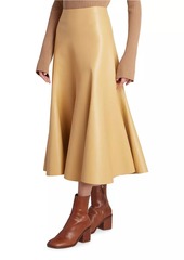 Chloé Pleated Leather Midi-Skirt