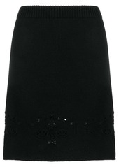 Chloé pointelle-knit wool miniskirt