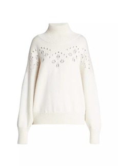 Chloé Pointelle Wool Turtleneck Sweater