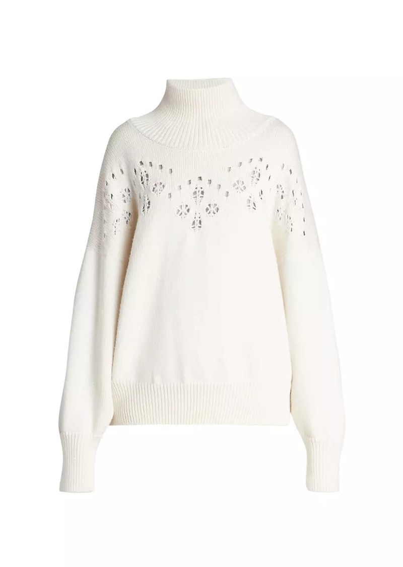 Chloé Pointelle Wool Turtleneck Sweater