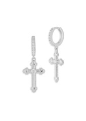 Chloé Rhodium Plated Sterling Silver & Cubic Zirconia Cross Drop Earrings