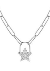 Chloé Rhodium-Plated Sterling Silver & Cubic Zirconia Star Padlock Pendant Necklace