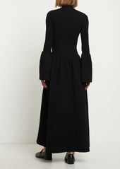 Chloé Rib Knit Compact Wool Blend Midi Dress
