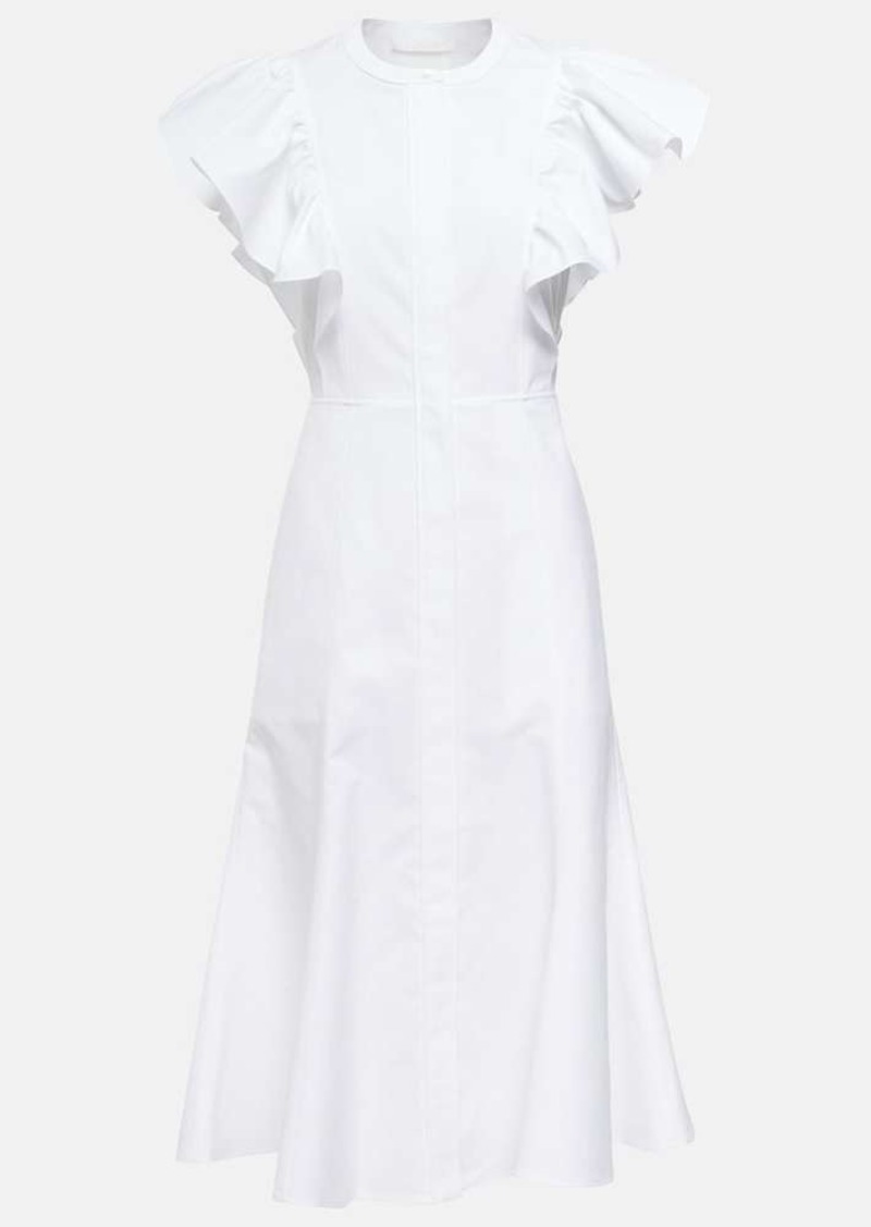 Chloé Ruffle-trimed cotton midi dress
