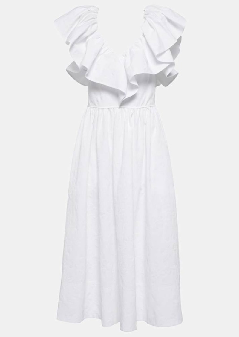 Chloé Ruffle-trimmed cotton midi dress