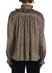 Chloé Ruffled Silk-Blend Lamé Blouse