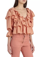 Chloé Ruffled Silk Crop Blouse