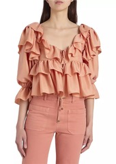 Chloé Ruffled Silk Crop Blouse