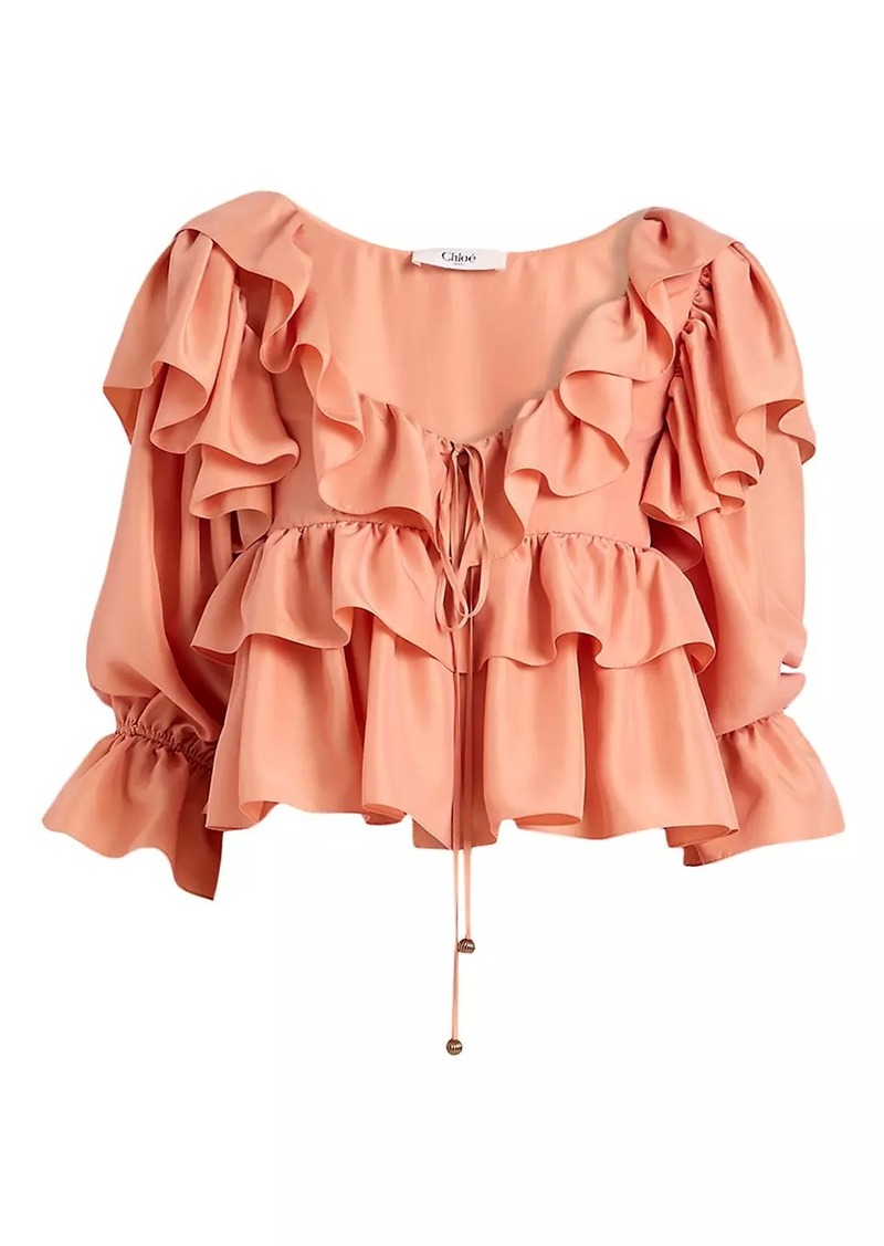 Chloé Ruffled Silk Crop Blouse