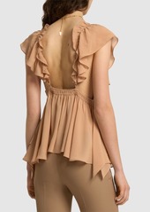 Chloé Ruffled Silk V Neck Top