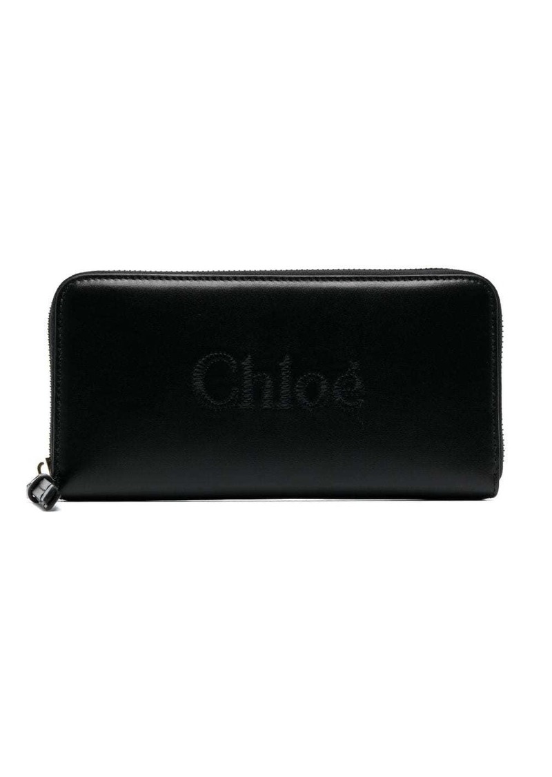 Chloé Sense logo-embroidered leather wallet