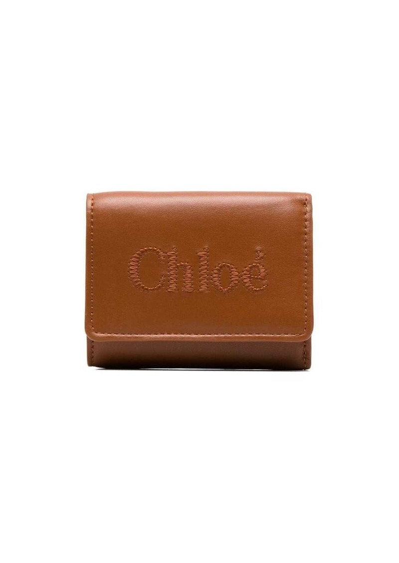 Chloé Sense logo-embroidered leather wallet