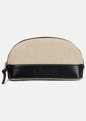 Chloé Sense Small linen and leather clutch