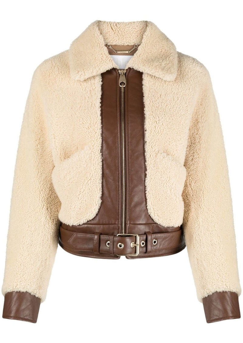 Chloé shearling leather bomber jacket