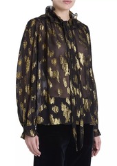 Chloé Silk-Blend Metallic Jacquard Blouse