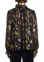 Chloé Silk-Blend Metallic Jacquard Blouse