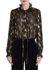 Chloé Silk-Blend Metallic Jacquard Blouse