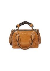 Chloé Small Daria Croc-Embossed Leather Satchel