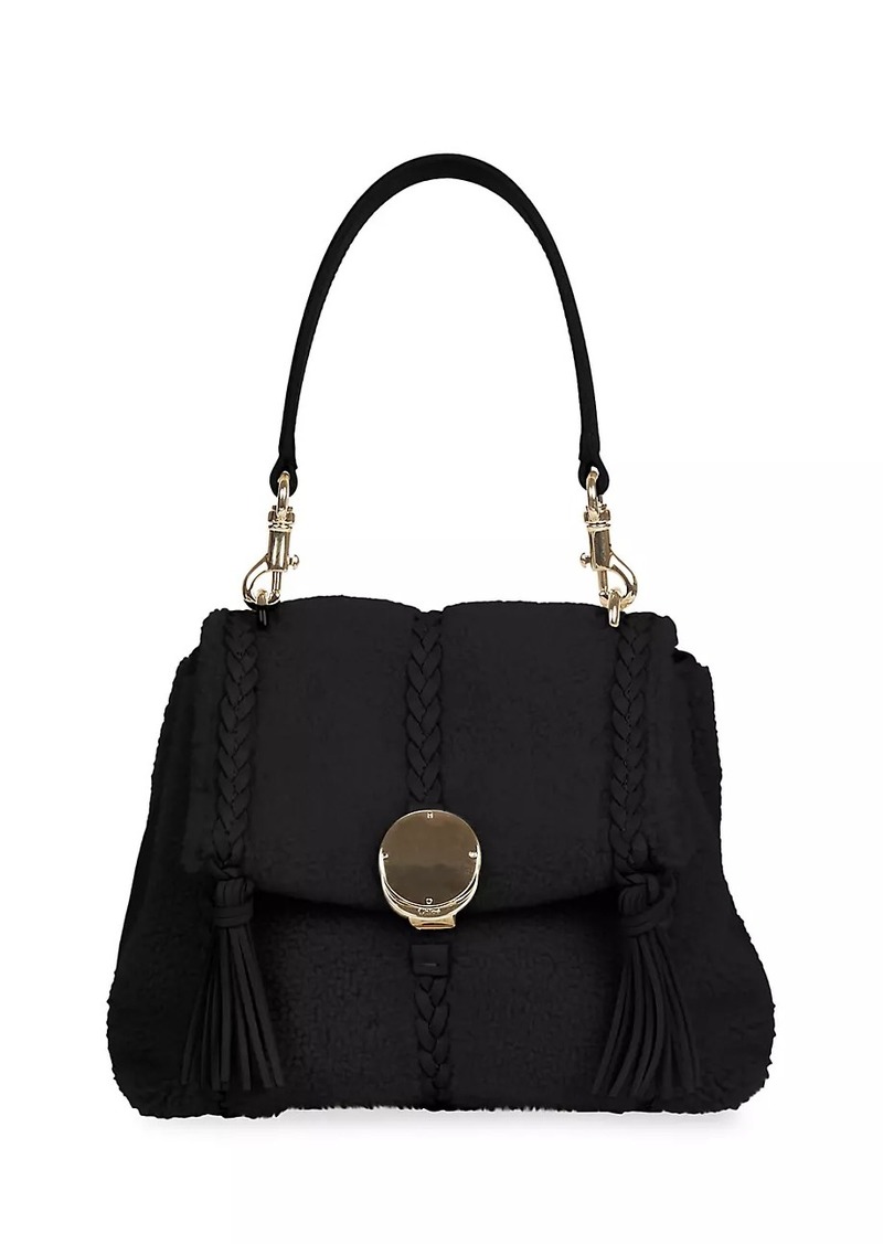 Chloé Small Penelope Braided Shearling Shoulder Bag