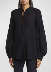 Chloé Soft Wool Tie-Neck Blouse