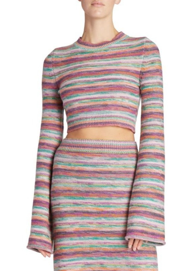 Chloé Striped Cropped Wool Blend Sweater