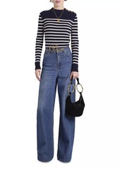 Chloé Striped Wool-Blend Crewneck Sweater