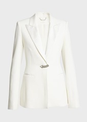 Chloé Textured Wool Blazer Jacket with Crystal Detail 