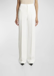 Chloé Textured Wool Crepe Wide-Leg Trousers