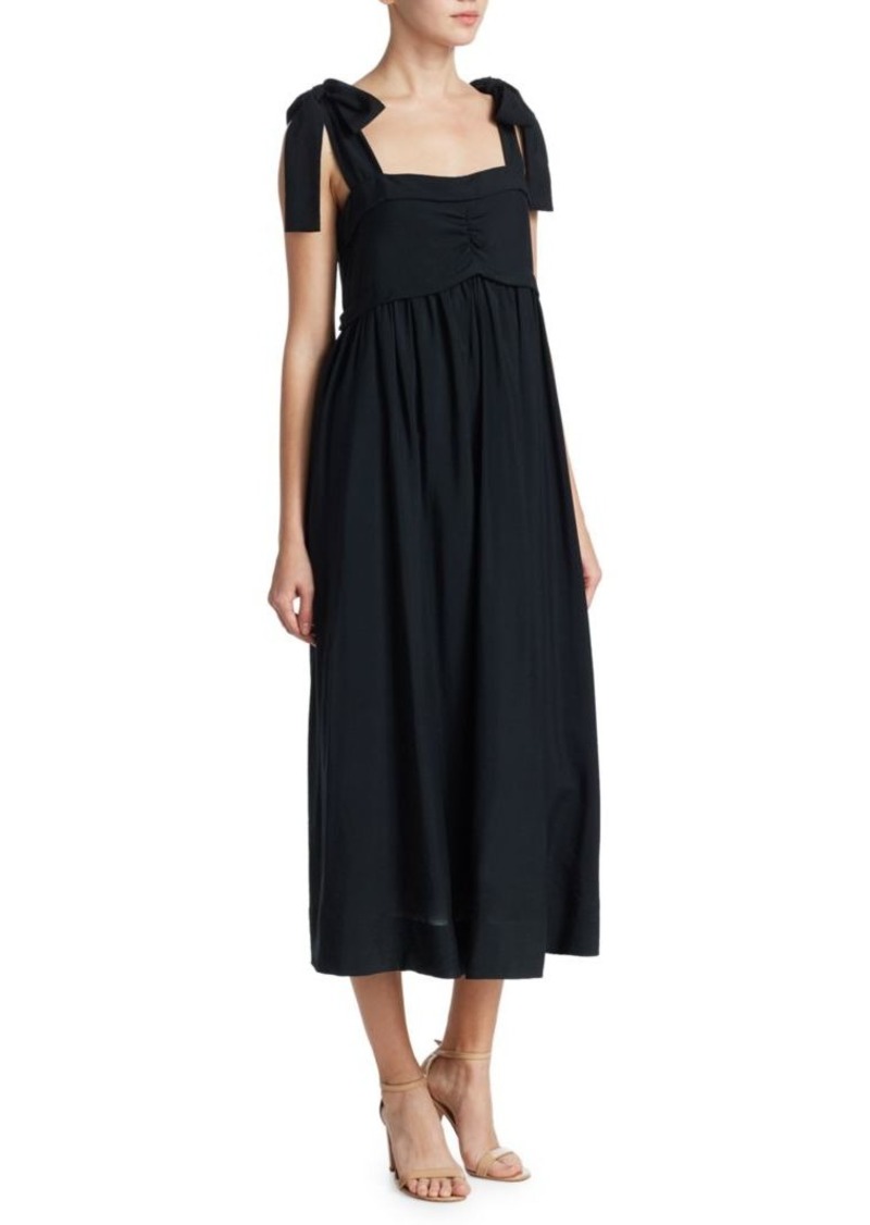 shoulder tie maxi dress