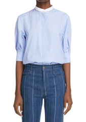 Chloé Chloe Puff Sleeve Poplin Blouse in Pure Blue at Nordstrom